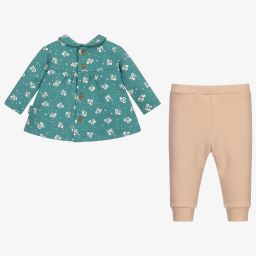 Tutto Piccolo-Зеленый топ с бежевыми брюками | Childrensalon Outlet