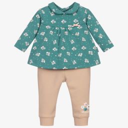 Tutto Piccolo-Зеленый топ с бежевыми брюками | Childrensalon Outlet