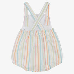 Tutto Piccolo-Хлопковый полукомбинезон в зелено-голубую полоску | Childrensalon Outlet