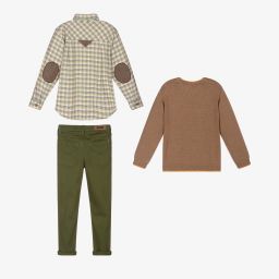 Tutto Piccolo-Зелено-коричневый комплект с брюками | Childrensalon Outlet