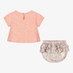 Tutto Piccolo-طقم شورت أطفال بناتي قطن لون زهري وبيج | Childrensalon Outlet