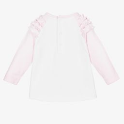 Tutto Piccolo-Pink & White Cotton Baby Top | Childrensalon Outlet