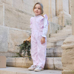 Tutto Piccolo-Бело-розовый комплект с полукомбинезоном | Childrensalon Outlet