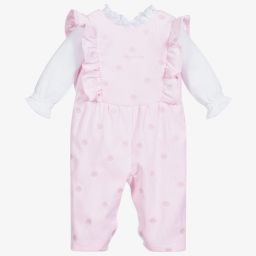 Tutto Piccolo-Бело-розовый комплект с полукомбинезоном | Childrensalon Outlet