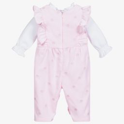 Tutto Piccolo-Бело-розовый комплект с полукомбинезоном | Childrensalon Outlet