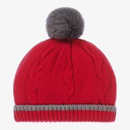 Tutto Piccolo-طقم قبعة وسكارف قطن محبوك لون أحمر للأولاد | Childrensalon Outlet