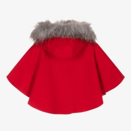 Tutto Piccolo-كيب مزيج فيسكوز وفرو صناعي لون أحمر | Childrensalon Outlet