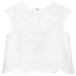 Tutto Piccolo-Белая блузка с вышивкой английской гладью | Childrensalon Outlet