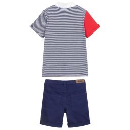 Tutto Piccolo-White & Navy Blue Shorts Set | Childrensalon Outlet