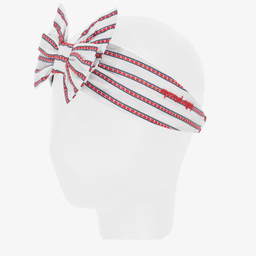 Tutto Piccolo-طوق للرأس قطن مقلم لون أبيض وأحمر للبنات | Childrensalon Outlet