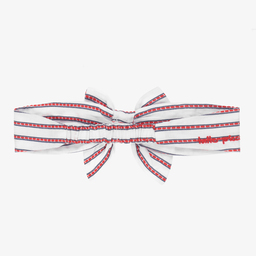 Tutto Piccolo-طوق للرأس قطن مقلم لون أبيض وأحمر للبنات | Childrensalon Outlet