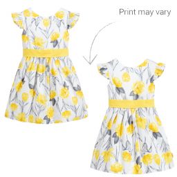 Tutto Piccolo-White & Yellow Cotton Dress | Childrensalon Outlet