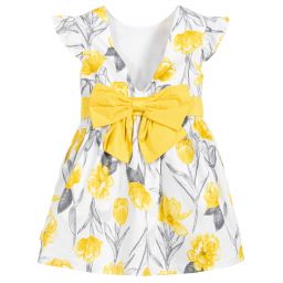 Tutto Piccolo-White & Yellow Cotton Dress | Childrensalon Outlet