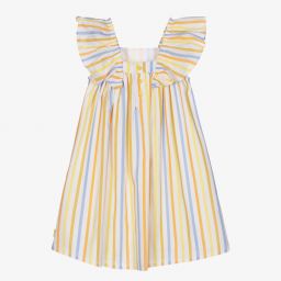 Tutto Piccolo-Yellow Striped Cotton Dress | Childrensalon Outlet