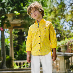 Tutto Piccolo-Yellow & White Trouser Set | Childrensalon Outlet