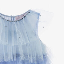 Tutu du Monde-Girls Blue Tiered Ruffle Tulle Dress | Childrensalon Outlet