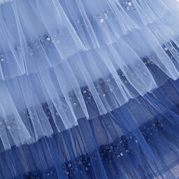 Tutu du Monde-Girls Blue Tiered Ruffle Tulle Dress | Childrensalon Outlet