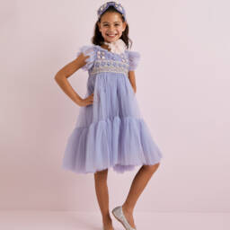 Tutu du Monde-Girls Cornflower Tulle Party Dress | Childrensalon Outlet