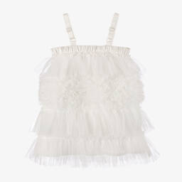 Tutu du Monde-Girls Cream Tulle Ruffle Dress | Childrensalon Outlet