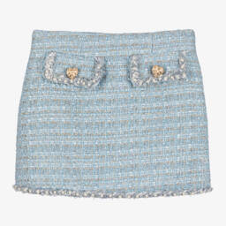 Tutu du Monde-Girls Glittering Blue Tweed Skirt | Childrensalon Outlet