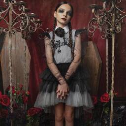 Tutu du Monde-Girls Grey & Black Tulle 'Wednesday' Dress | Childrensalon Outlet