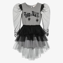 Tutu du Monde-Girls Grey & Black Tulle 'Wednesday' Dress | Childrensalon Outlet
