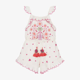 Tutu du Monde-Girls Ivory Embellished Romper Delight | Childrensalon Outlet