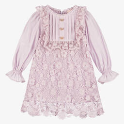 Tutu du Monde-Girls Lilac Floral Lace Dress | Childrensalon Outlet