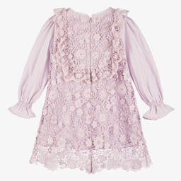 Tutu du Monde-Girls Lilac Floral Lace Dress | Childrensalon Outlet