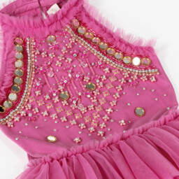 Tutu du Monde-فستان تول وردي مزين بكشكش للبنات | Childrensalon Outlet