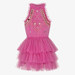 Tutu du Monde-فستان تول وردي مزين بكشكش للبنات | Childrensalon Outlet