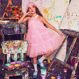 Tutu du Monde-Girls Pink Tiered Ruffle Tulle Dress | Childrensalon Outlet