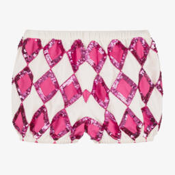 Tutu du Monde-Girls Pink & White Sequin Shorts | Childrensalon Outlet