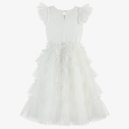 Tutu du Monde-Длинное белое платье из тюля с бисером | Childrensalon Outlet