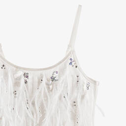 Tutu du Monde-Белое платье из тюля с бисером и перьями | Childrensalon Outlet