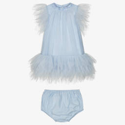 Tutu du Monde-Little Girls Elegant Blue Tulle Gown | Childrensalon Outlet