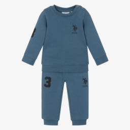 U.S. Polo Assn.-Baby Boys Blue Tracksuit with Logo Prints | Childrensalon Outlet