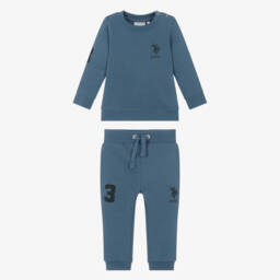 U.S. Polo Assn.-Baby Boys Blue Tracksuit with Logo Prints | Childrensalon Outlet