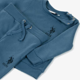 U.S. Polo Assn.-Baby Boys Blue Tracksuit with Logo Prints | Childrensalon Outlet