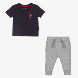 U.S. Polo Assn.-Blue Top & Grey Joggers Set | Childrensalon Outlet