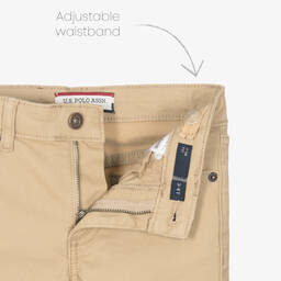 U.S. Polo Assn.-Boys Beige Cotton Trousers | Childrensalon Outlet