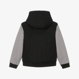 U.S. Polo Assn.-Boys Black & Grey Hooded Jacket with Double Horsemen Logo | Childrensalon Outlet