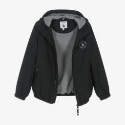 U.S. Polo Assn.-Boys Black Hooded Jacket With Fleece Lining | Childrensalon Outlet