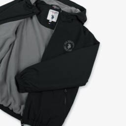 U.S. Polo Assn.-Boys Black Hooded Jacket With Fleece Lining | Childrensalon Outlet