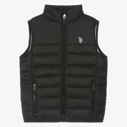 U.S. Polo Assn.-Boys Black Padded Gilet With Embroidered Logo | Childrensalon Outlet