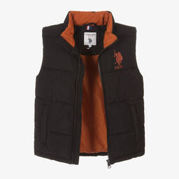 U.S. Polo Assn.-Boys Black Puffer Gilet | Childrensalon Outlet