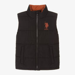 U.S. Polo Assn.-Boys Black Puffer Gilet | Childrensalon Outlet