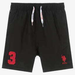 U.S. Polo Assn.-Boys Black Swim Shorts | Childrensalon Outlet