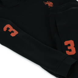 U.S. Polo Assn.-Boys Black Tracksuit with Orange Logo Prints | Childrensalon Outlet