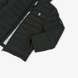 U.S. Polo Assn.-Boys Black Water Resistant Puffer Jacket With Hood | Childrensalon Outlet